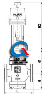 電動雙座調(diào)節(jié)閥配PSL執(zhí)行器尺寸圖