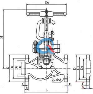 國標(biāo)法蘭截止閥(尺寸圖)