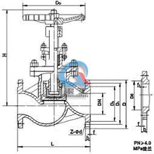 高溫高壓截止閥 結(jié)構(gòu)尺寸圖